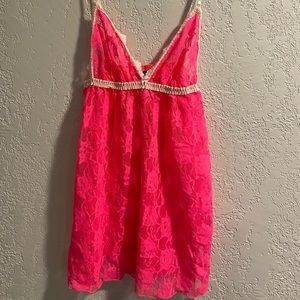 Pink Sexy Lace Babydoll Night Gown